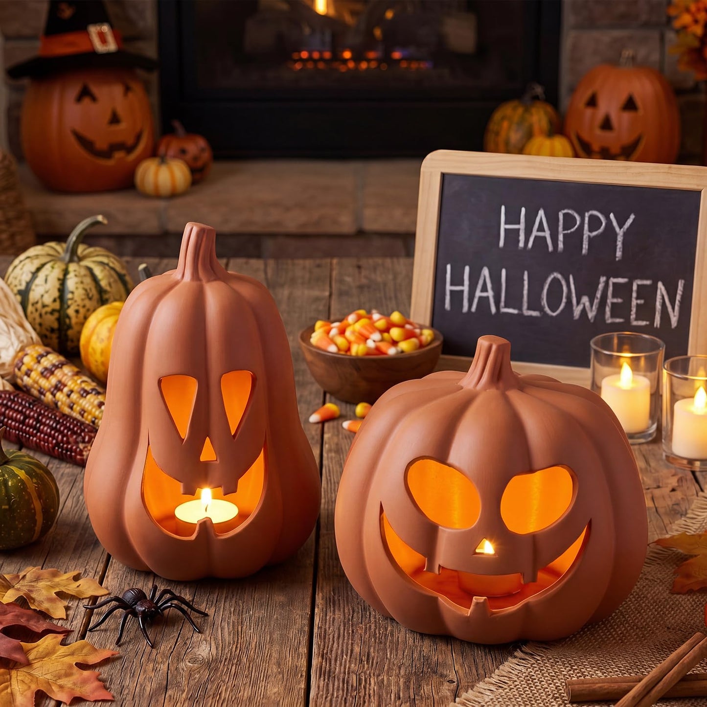 2 Pack Fall Terracotta Pumpkins
