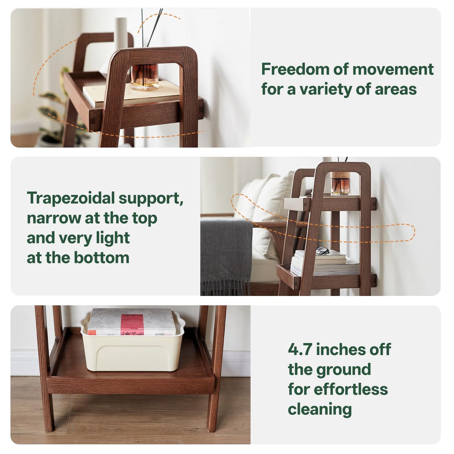 Solid Oak 3 Tier Ladder Bookshelf