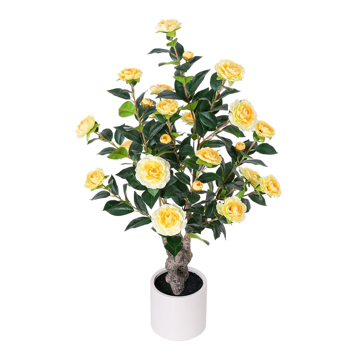 Yepdin 63 inch Artificial Camellia Tree with White Flower Pots - White Fake Tree,5 Ft Faux Plants Indoor wich Blooming,Artificial Plants for Indoor & Outdoor Home Front Door Decor