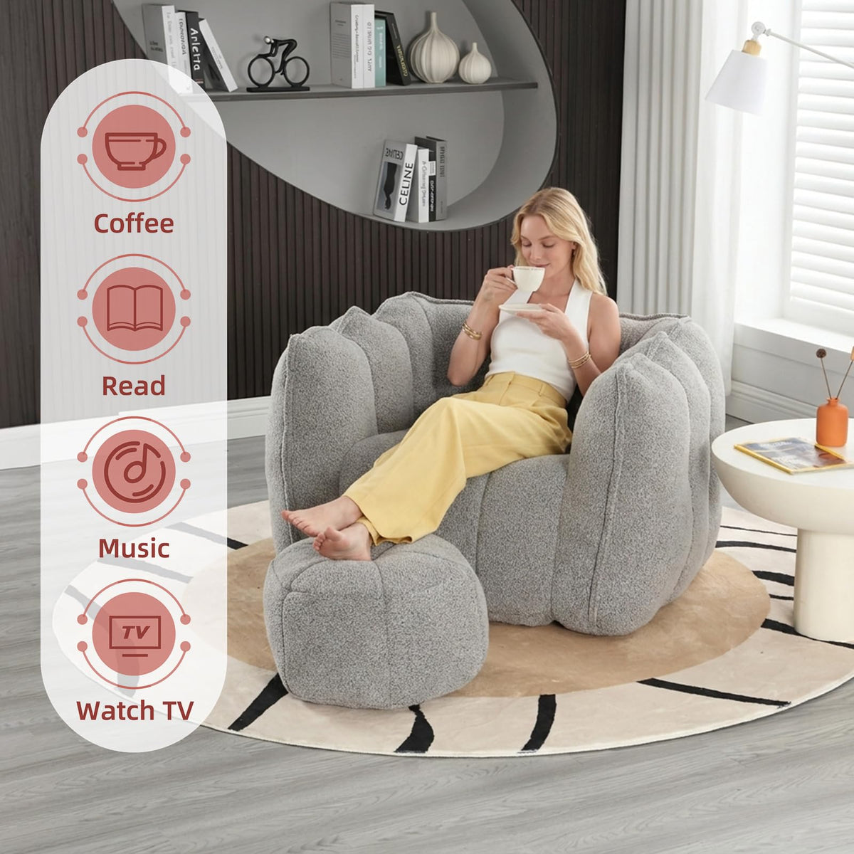 Bean Bag Couch with Ottoman