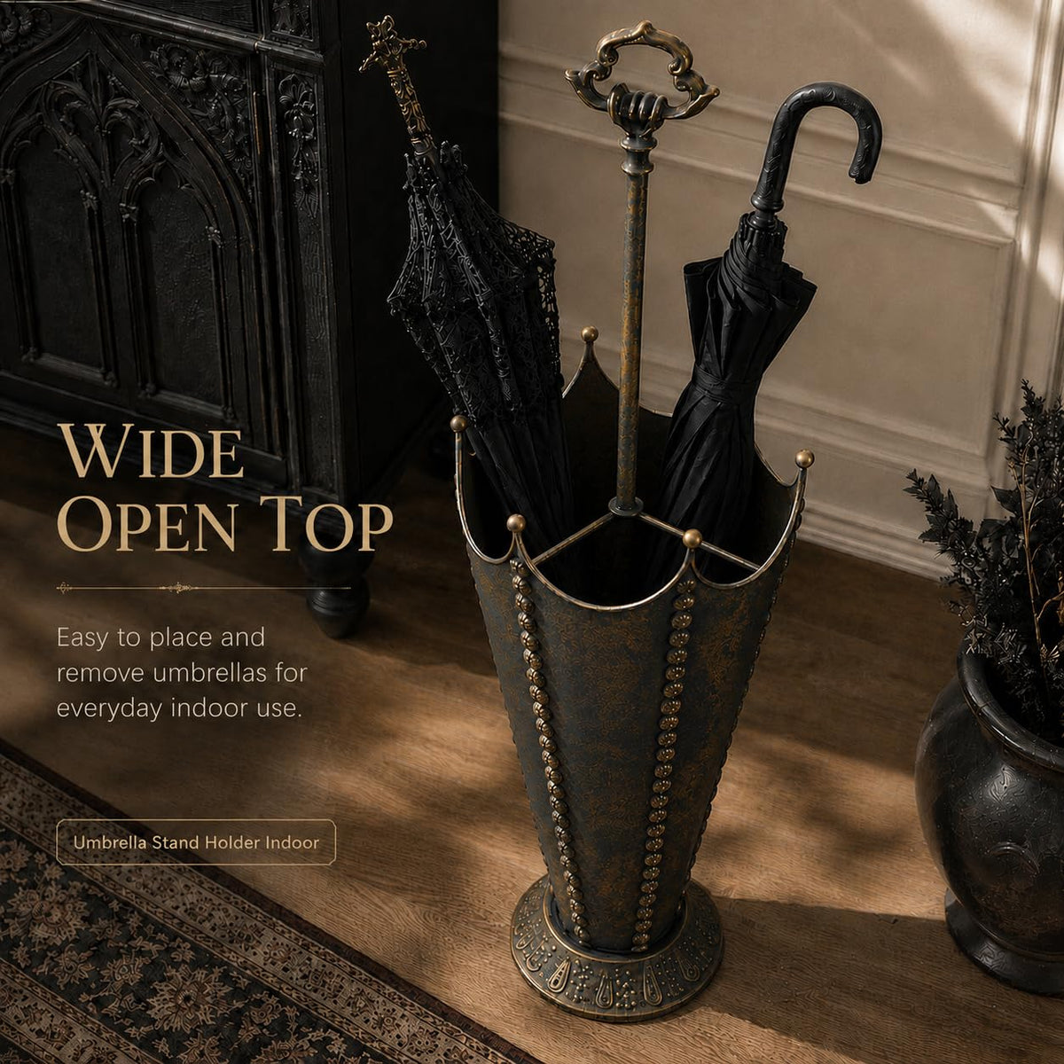 Vintage Metal Umbrella Stand for Entryway