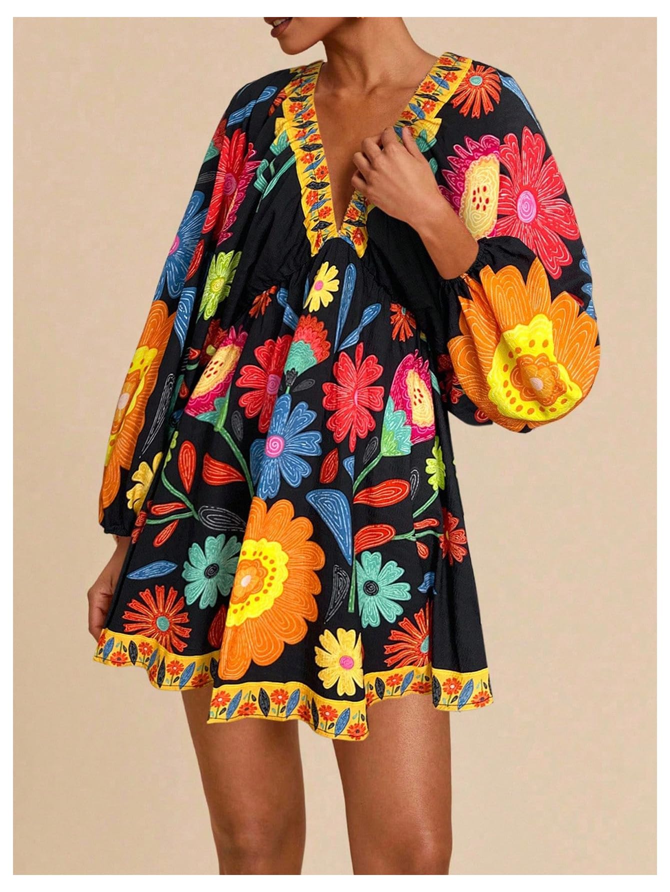 Women's Boho Floral Mini Dresses