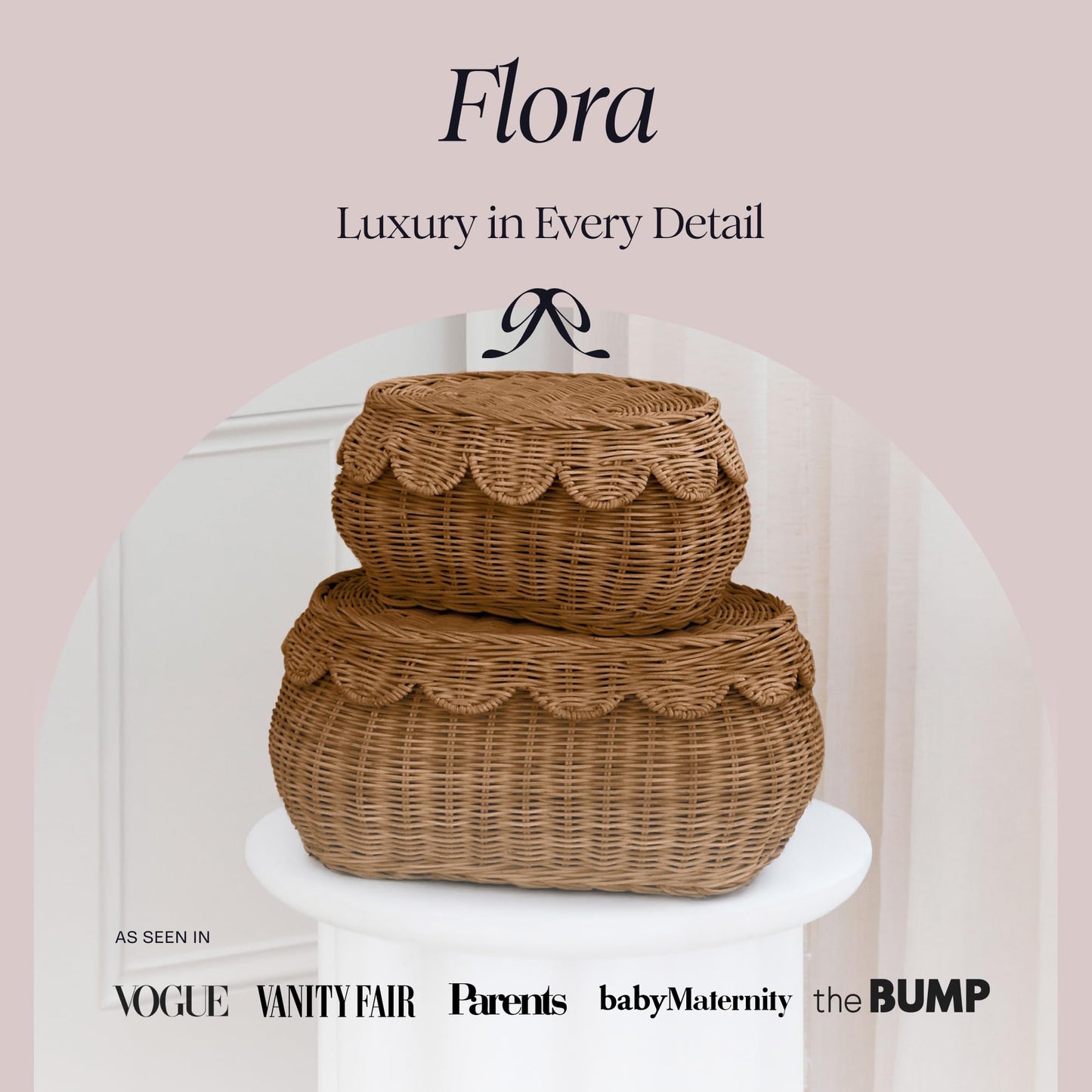 Hand-Woven Scalloped Basket Set Of 2