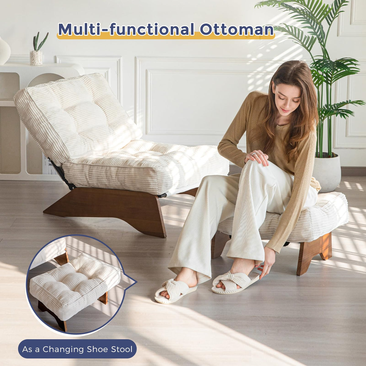 Lounge Chair with Ottoman and with Adjustable Backrest