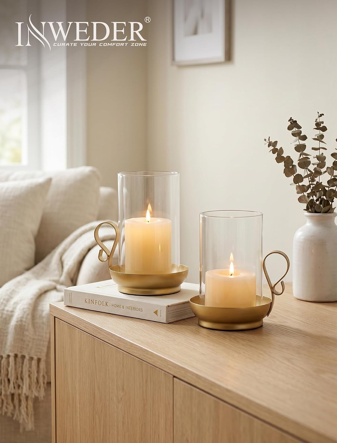 Hurricane Glass Candle Holder Set of 2