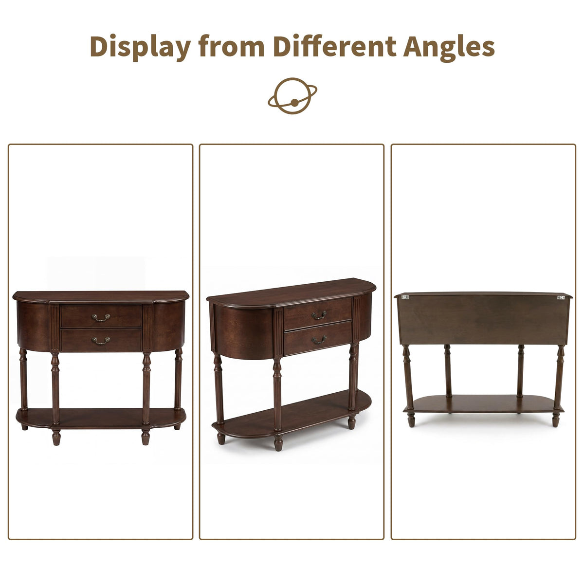 47" Walnut Console Table with Storage