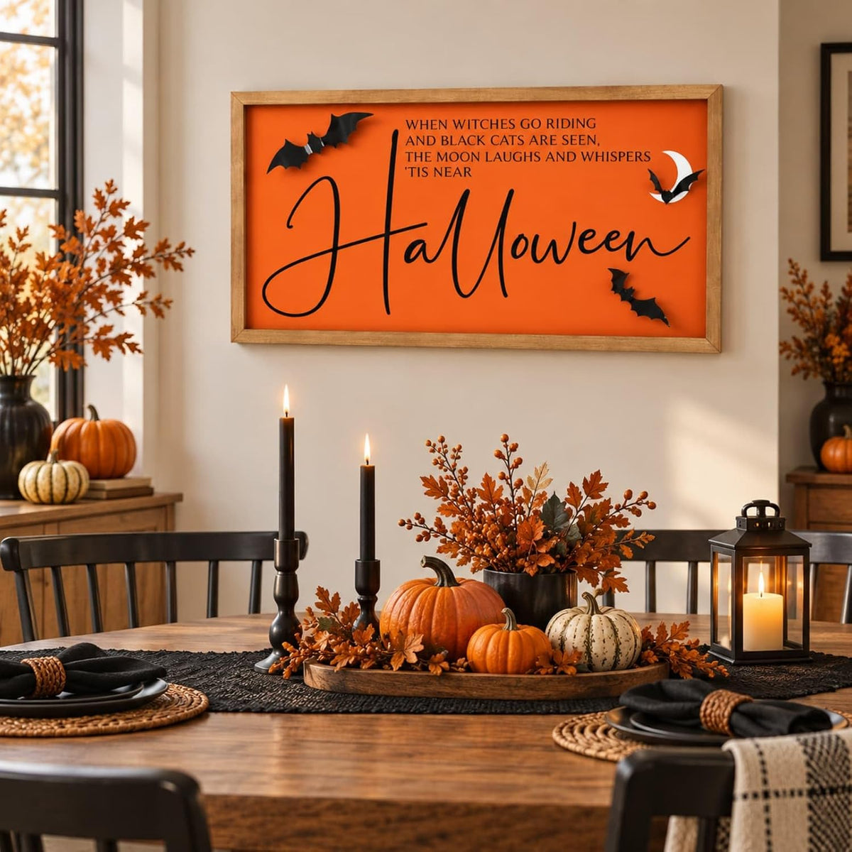 Halloween Wall Art Framed With 3d Bats