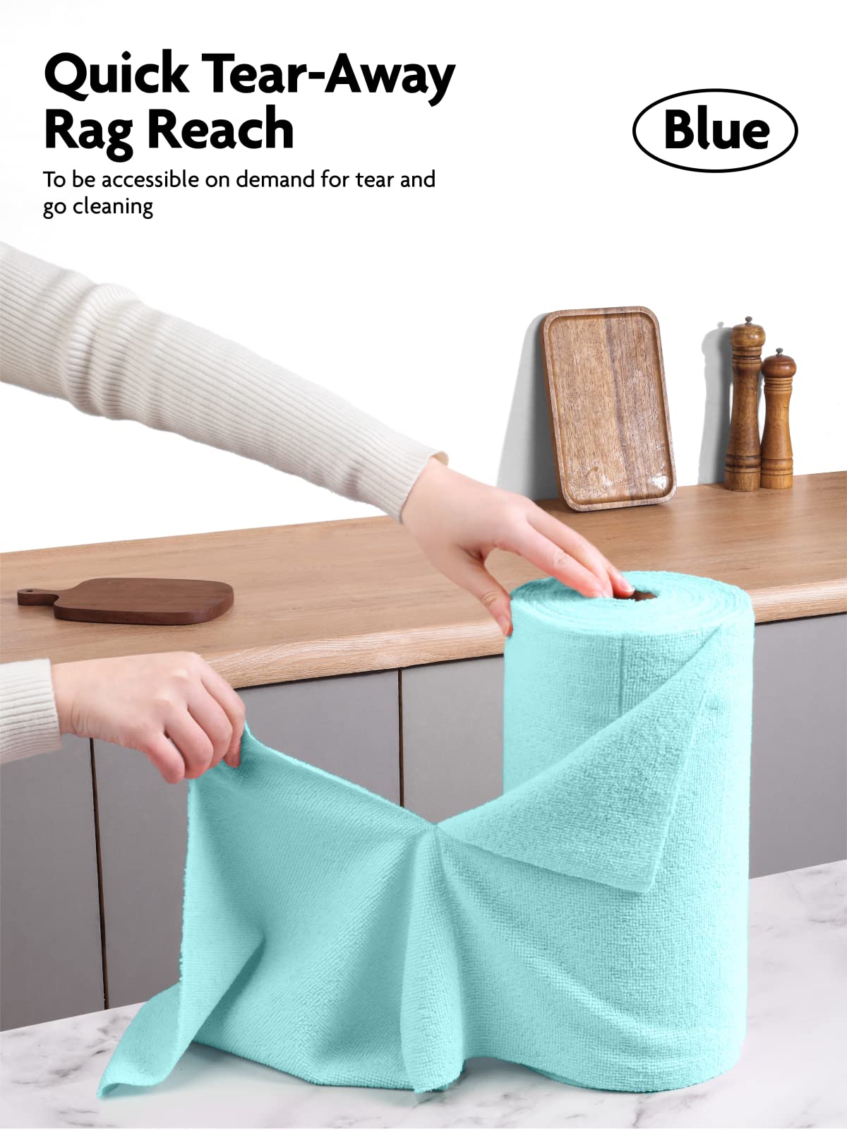 Fantasticlean Microfiber Cleaning Cloth Roll -60 Pack, Tear Away Microfiber Towels, 12" x 12", Reusable, Washable, Scratch Free, Ultra Absorbent Dishcloth for All-Around Cleaning (Beige & Tan)