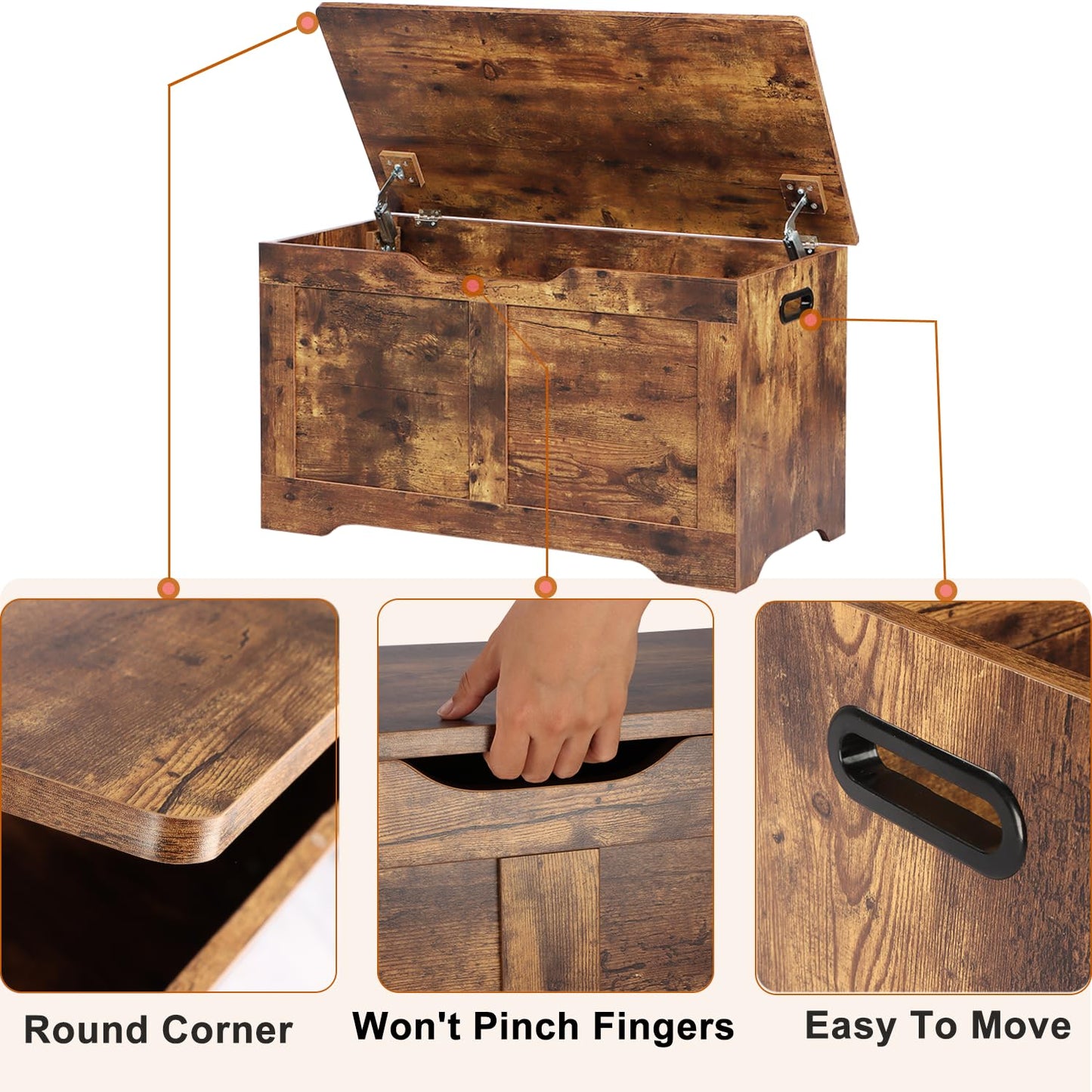 Timberer 47.2" Wooden Extra Large Storage Trunk
