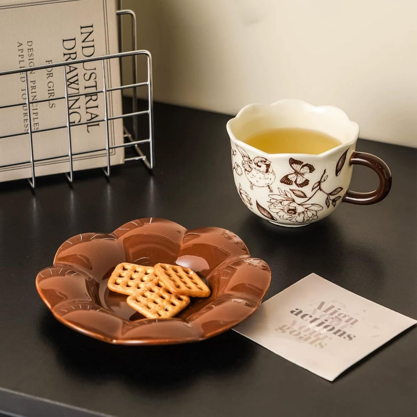 Vintage Floral Coffee Mug and Saucer Set