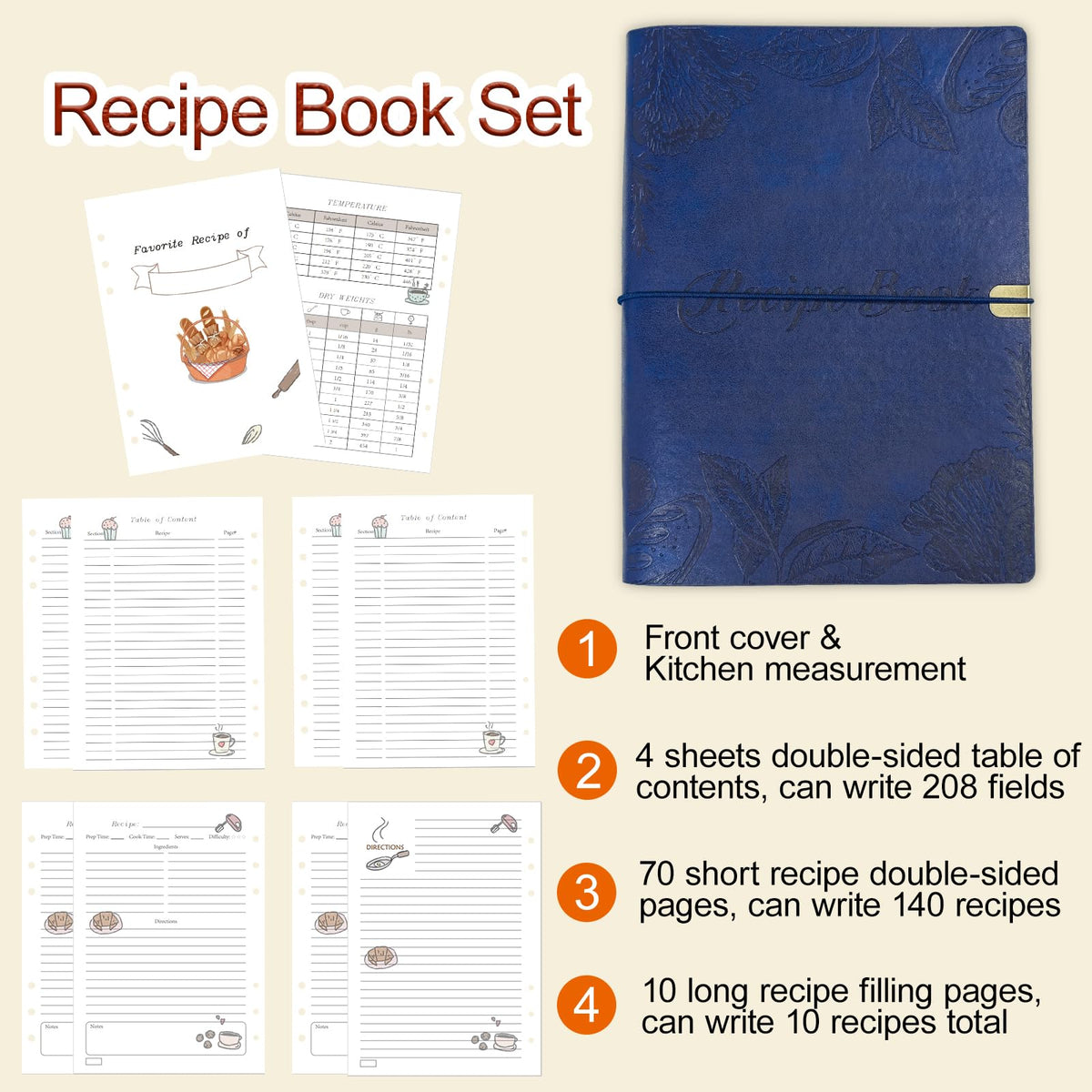 Blank Recipe Leather Cookbook