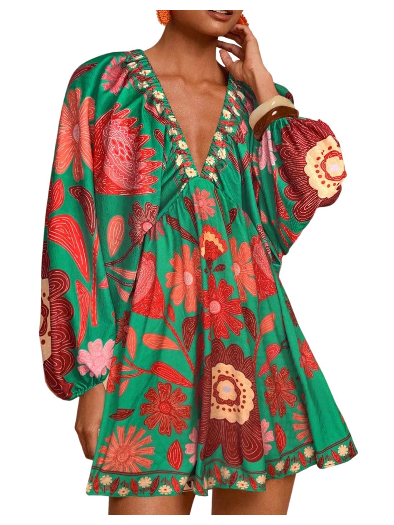 Women's Boho Floral Mini Dresses