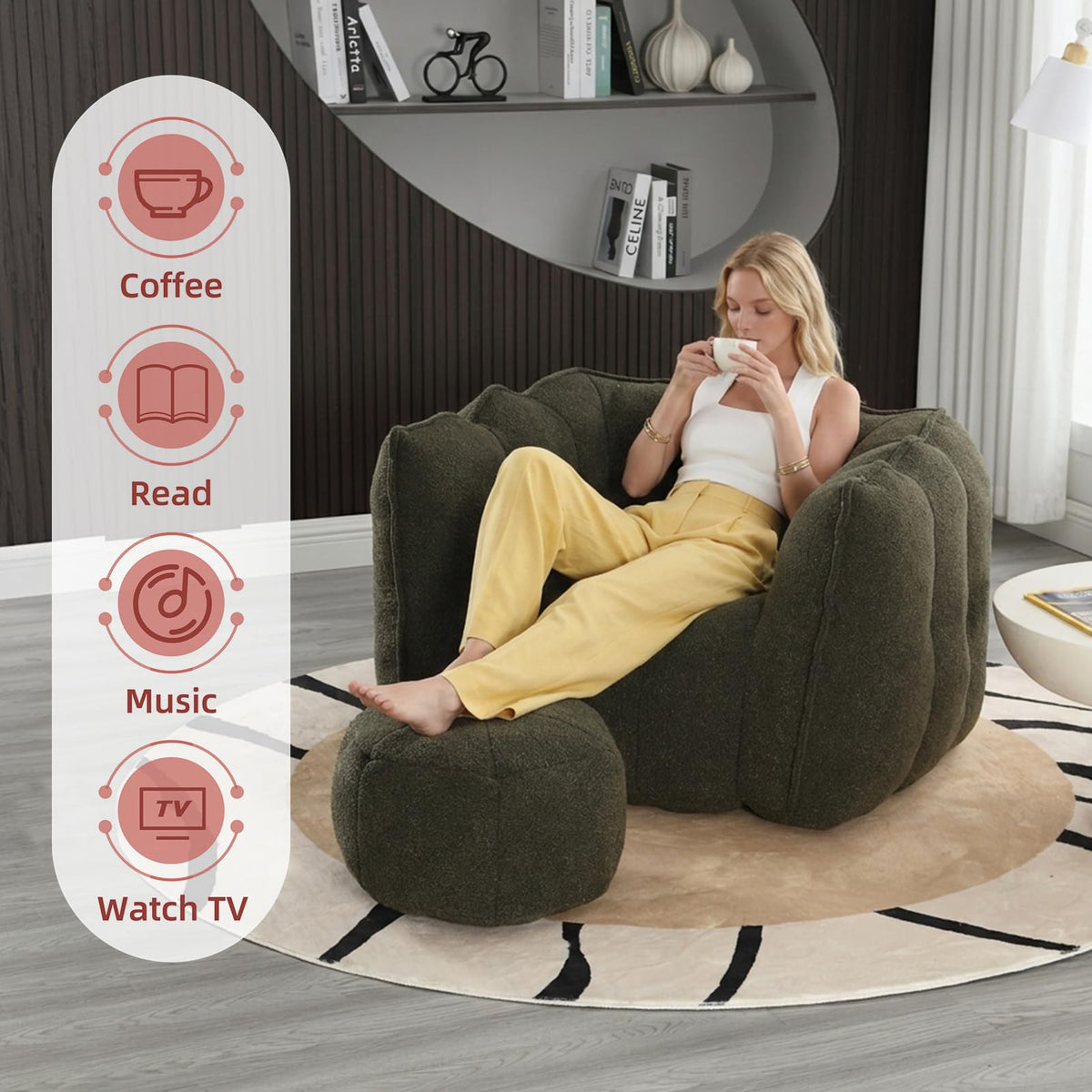 Bean Bag Couch with Ottoman