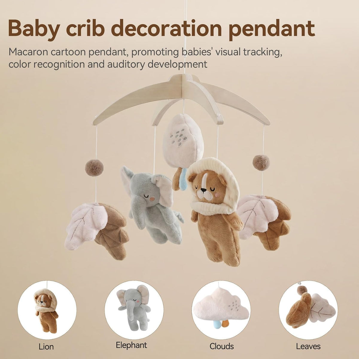 Plush Safari Animal Baby Mobile for Crib