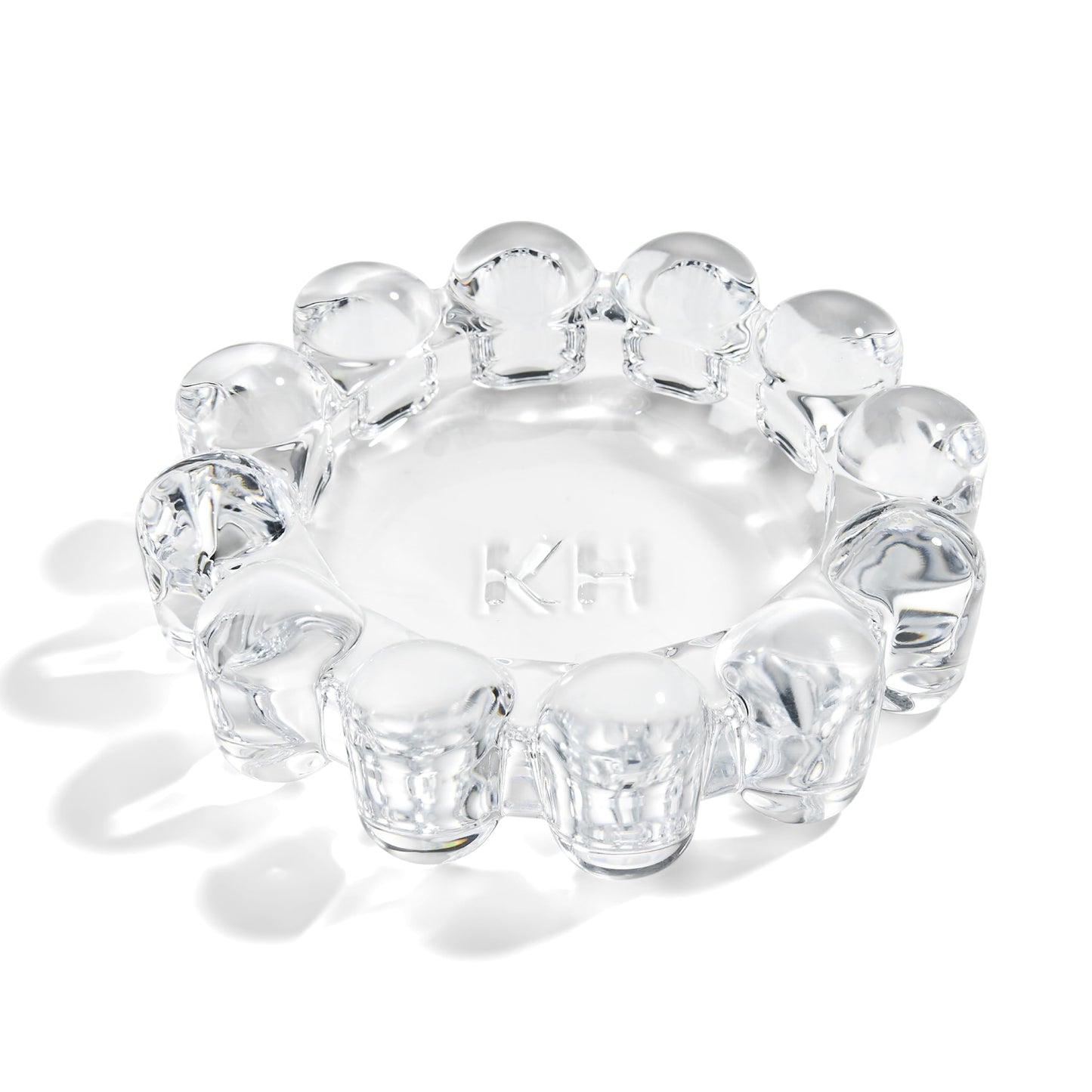 khtumeware Chic Smoky Bubble Glass Candle Dish – Modern Clear Glass Candle Holder for Tealights & Diffusers, Decorative Tray for Home & Tabletop Decor（2 Pack）