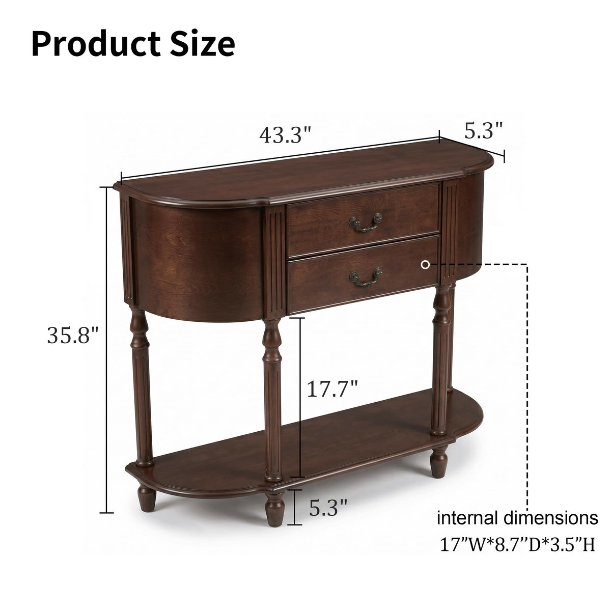 47" Walnut Console Table with Storage