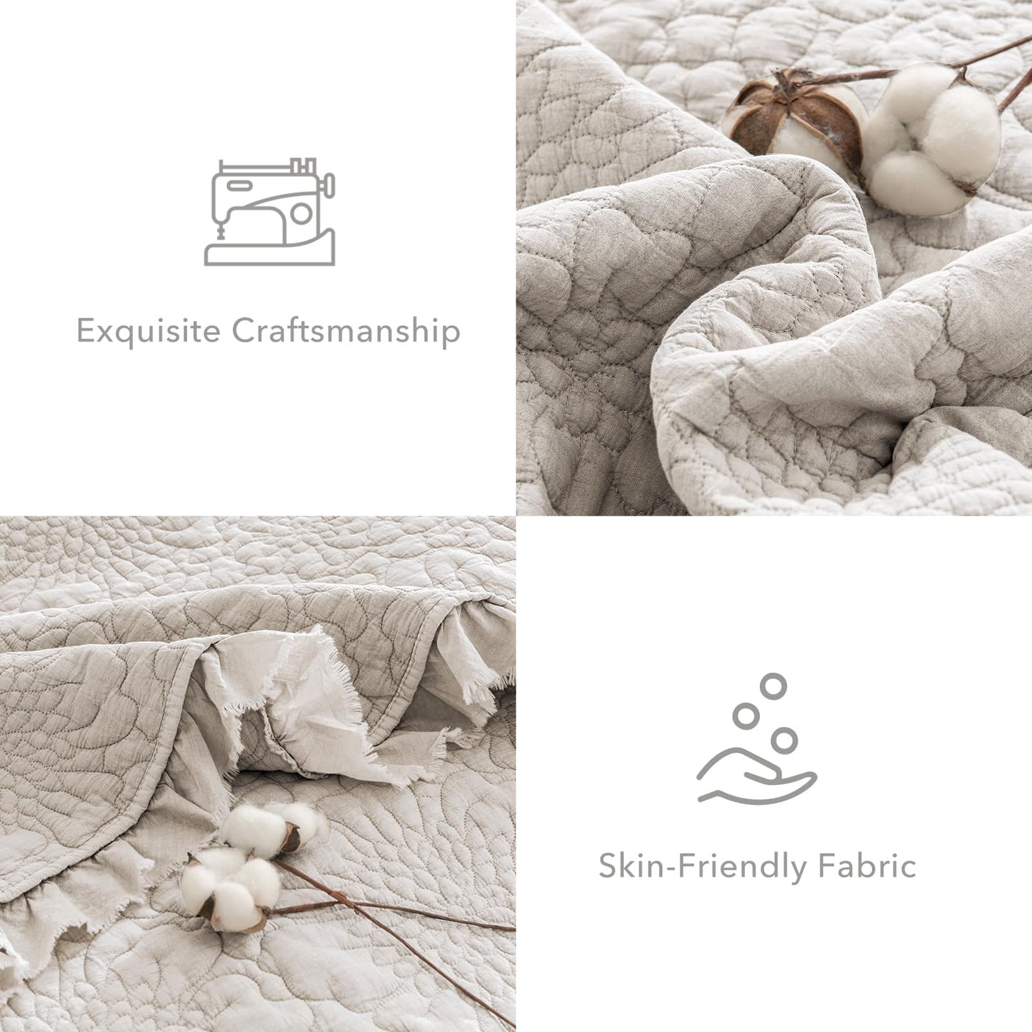 Cotton Oversized Quilt Bedspread Set