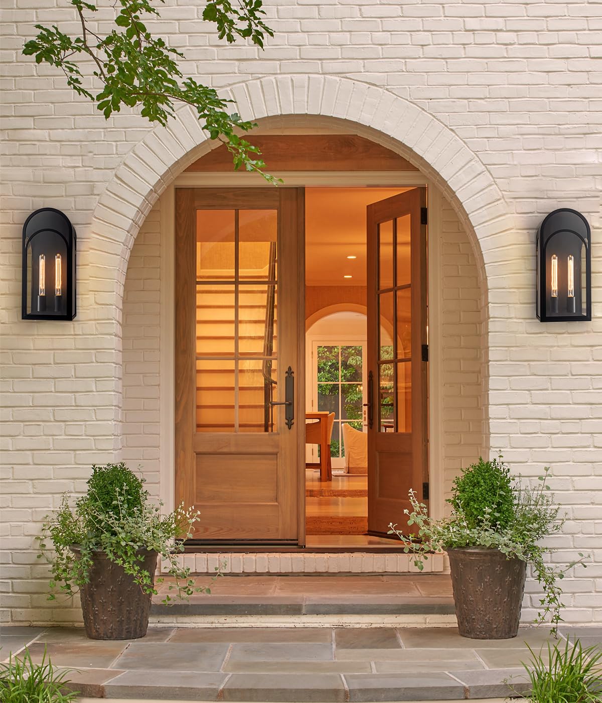 Large Outdoor Wall Lanterns Lights, Modern Wall Sconce with Clear Glass