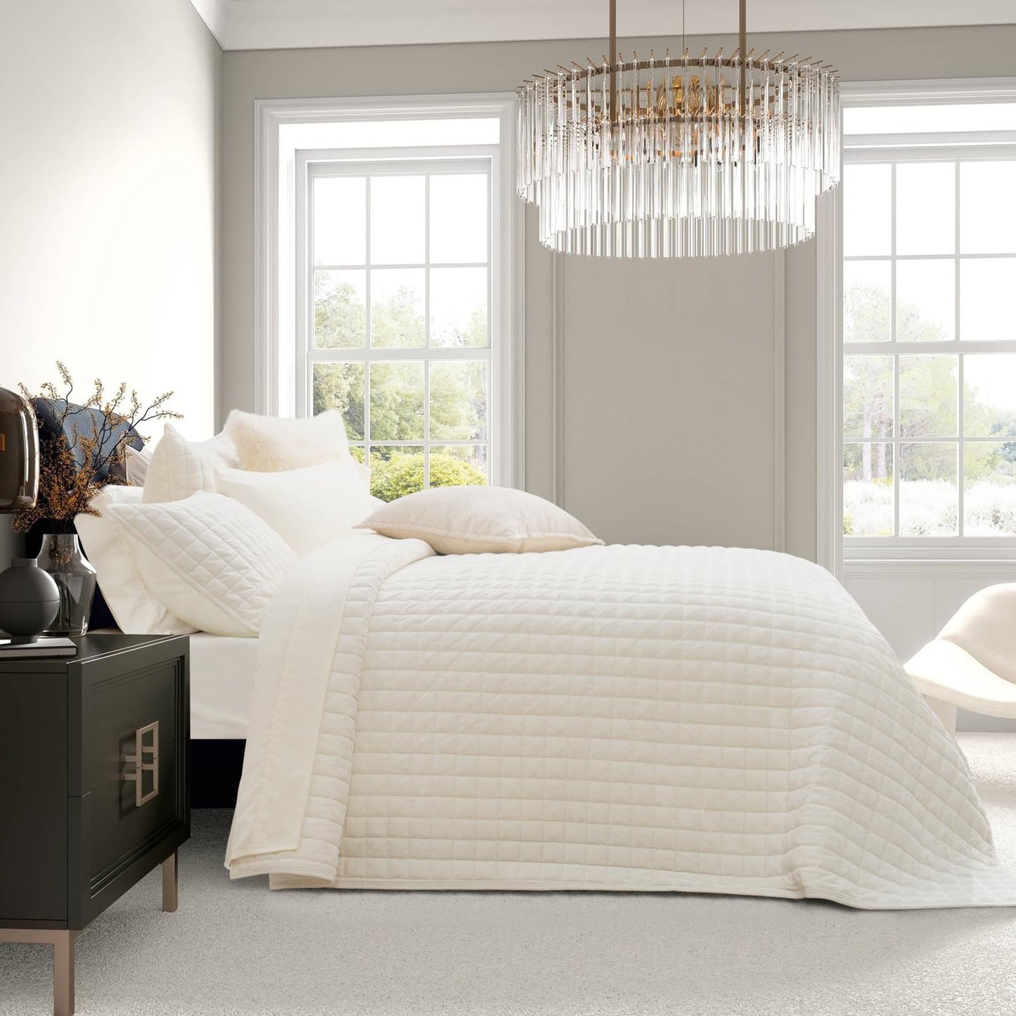 Box Stitch Velvet Quilt Set, King Size