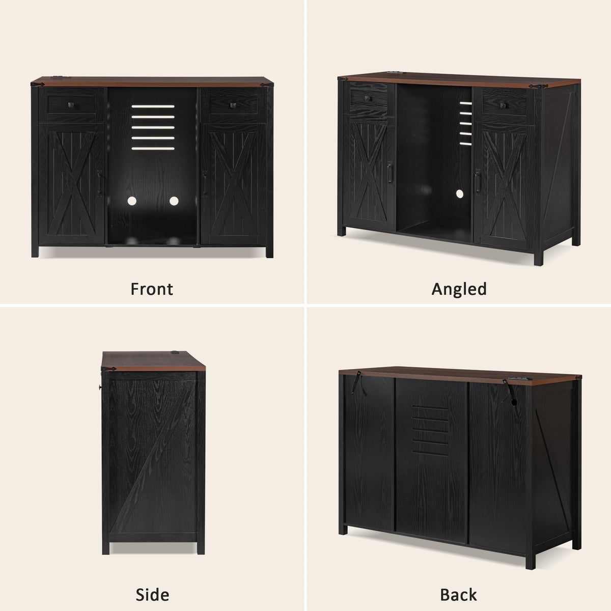 51" Modern Coffee Bar Cabinet with Fridge Space & 2 Drawers