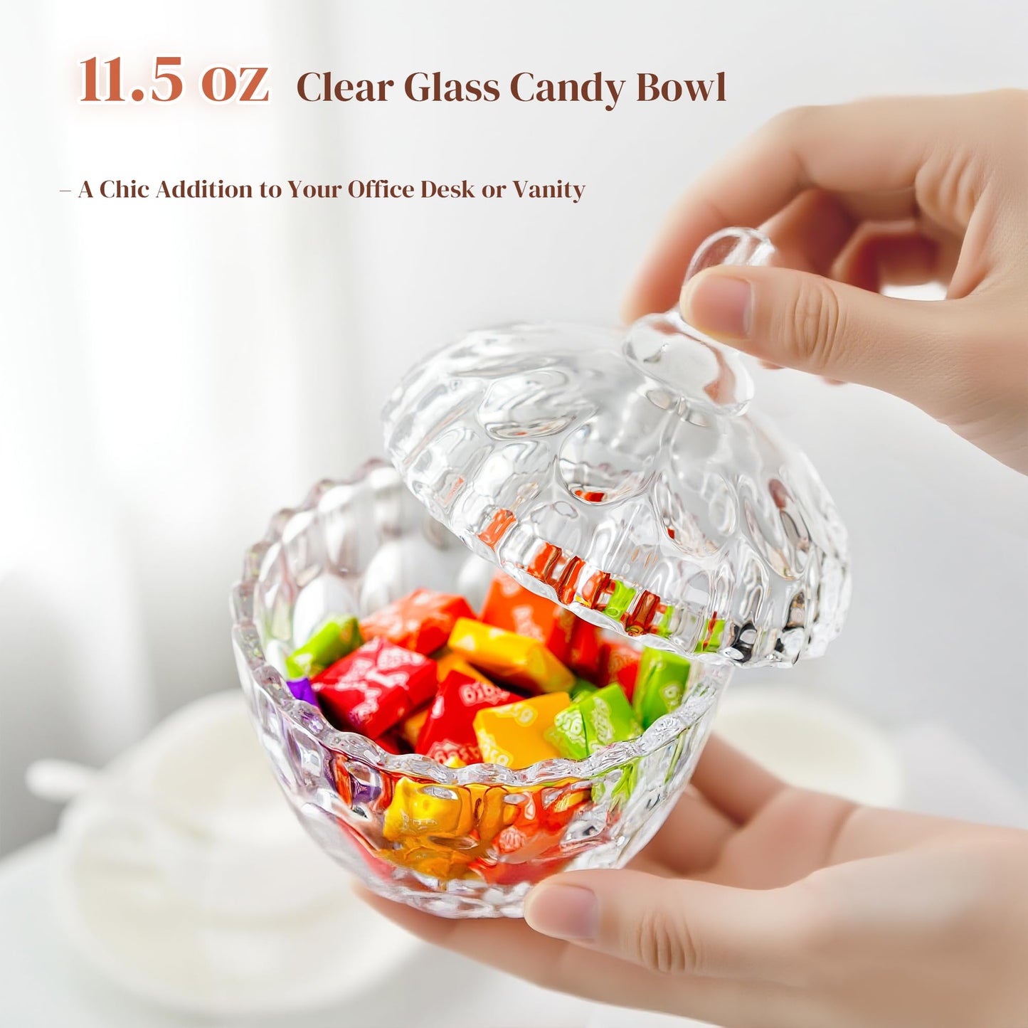 Decorative Embossed Glass Dish with Lid