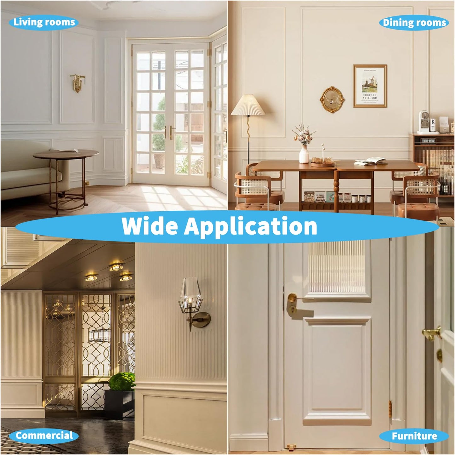 Pre-Cut Wall Molding Set of 6 pcs, Ready-to-Assemble Wainscoting Panels