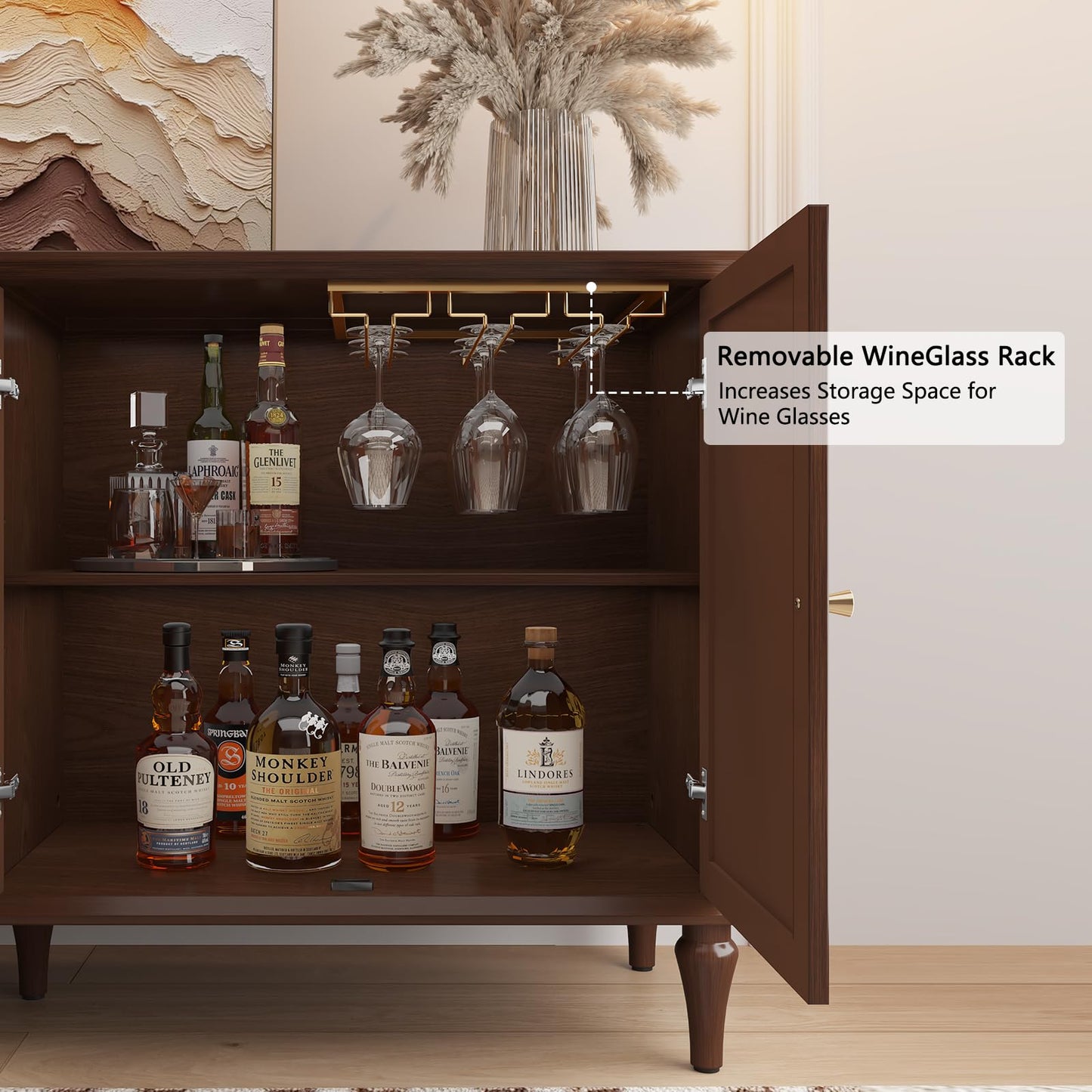 58" Mid-Century Modern Sideboard Buffet Cabinet with Storage
