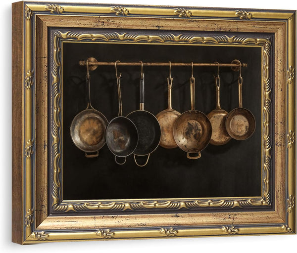 Moody Vintage Copper Pots Still Life Canvas Print