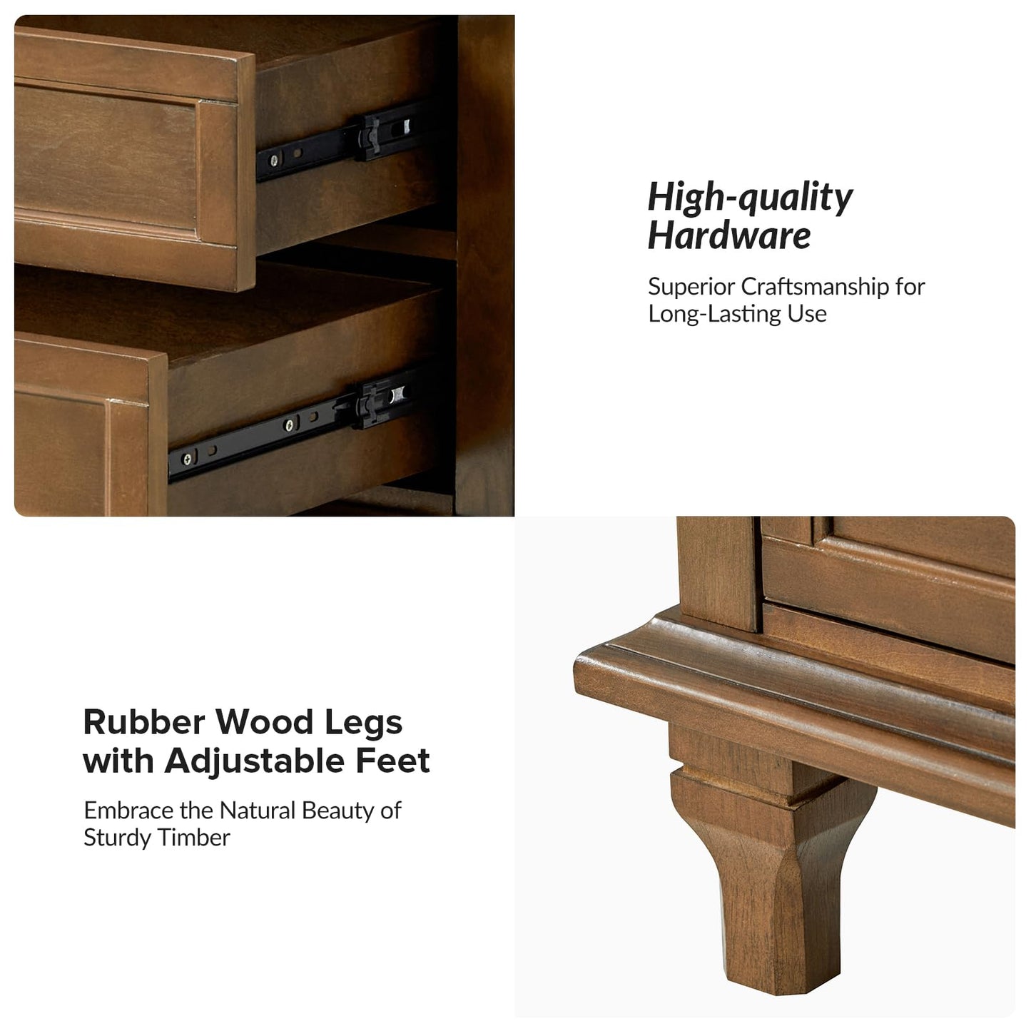 Solid Wood 3 Drawer End Table with Tray