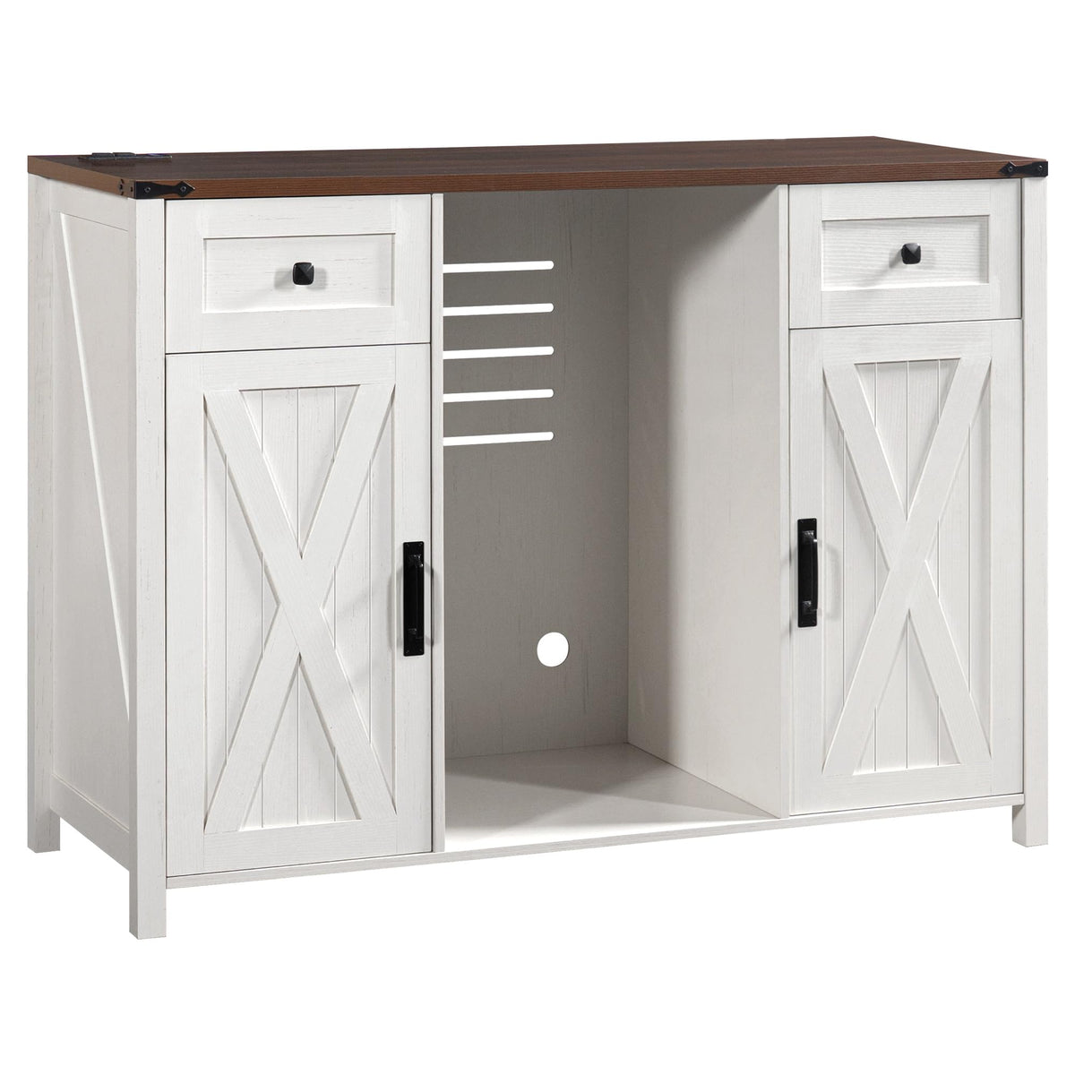 51" Modern Coffee Bar Cabinet with Fridge Space & 2 Drawers
