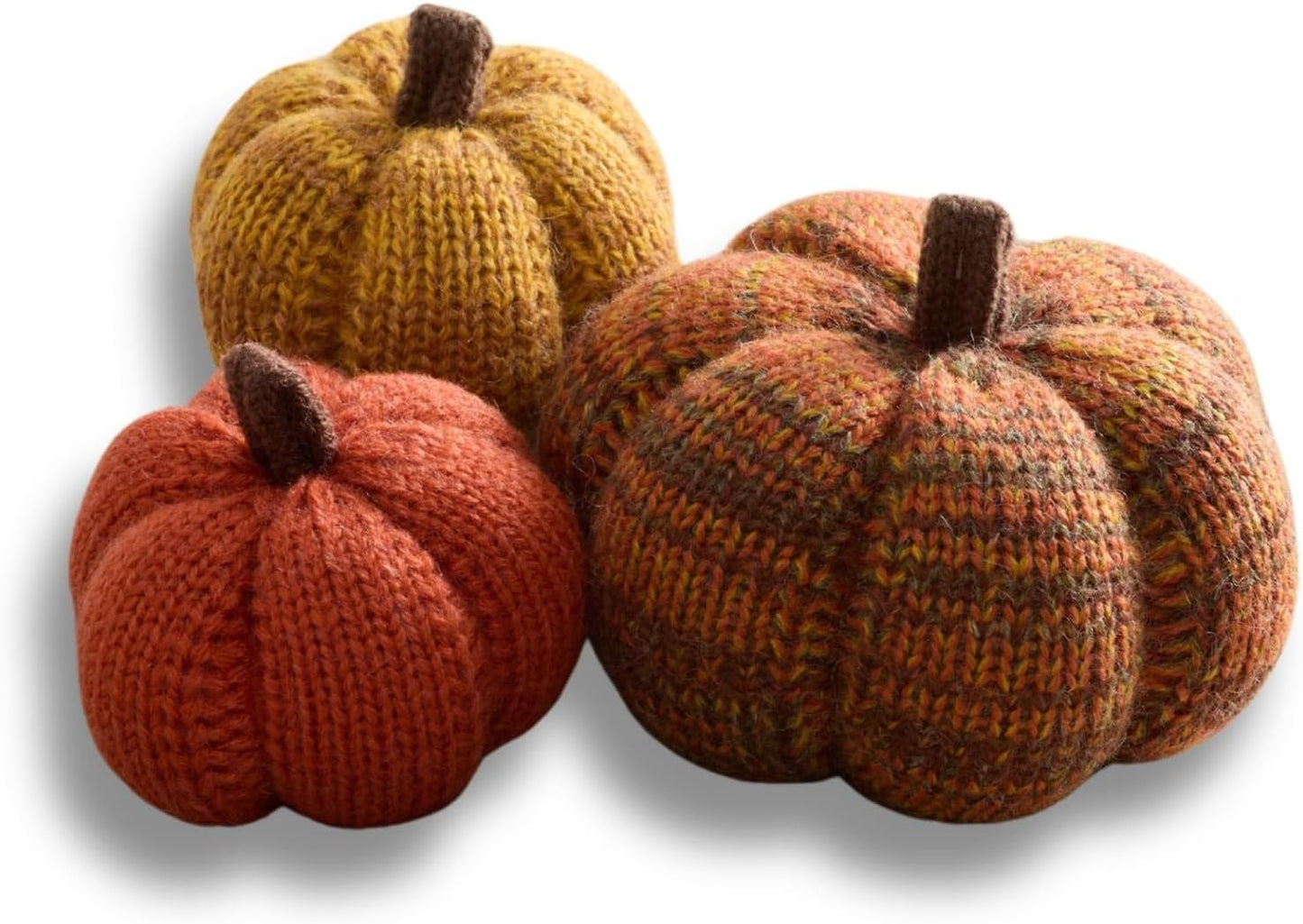 Set of 3 Cozy Knit Pumpkins