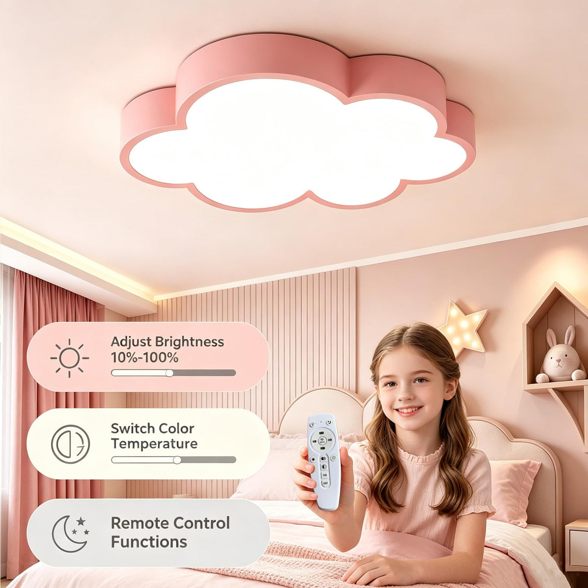 Cloud Shape Led Ceiling Light, with Remote Control