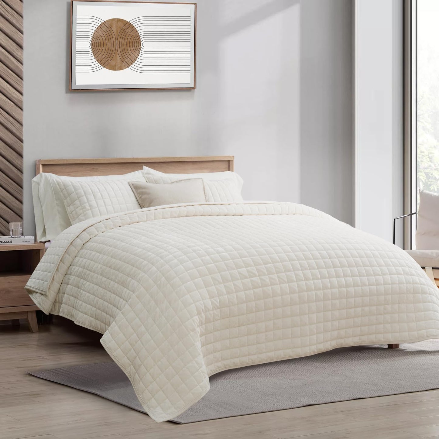 Box Stitch Velvet Quilt Set, King Size