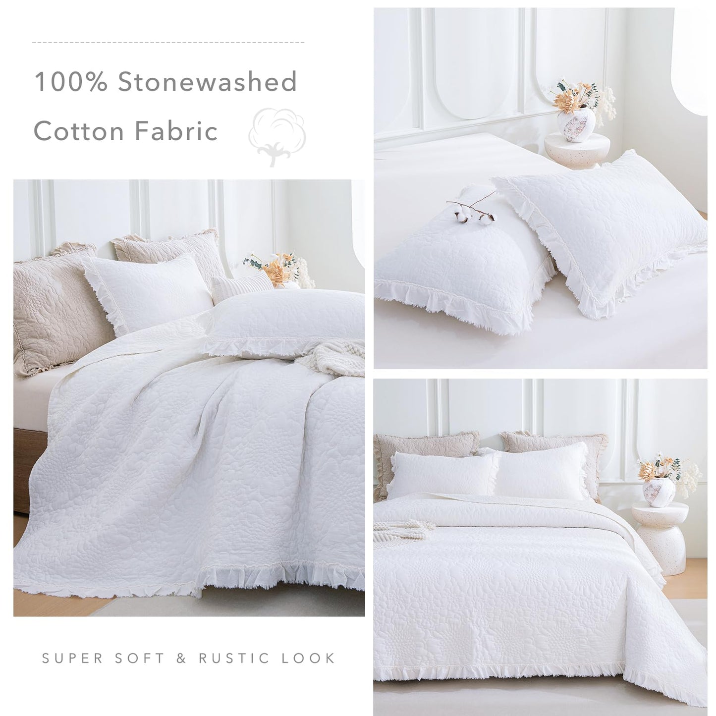 Cotton Oversized Quilt Bedspread Set