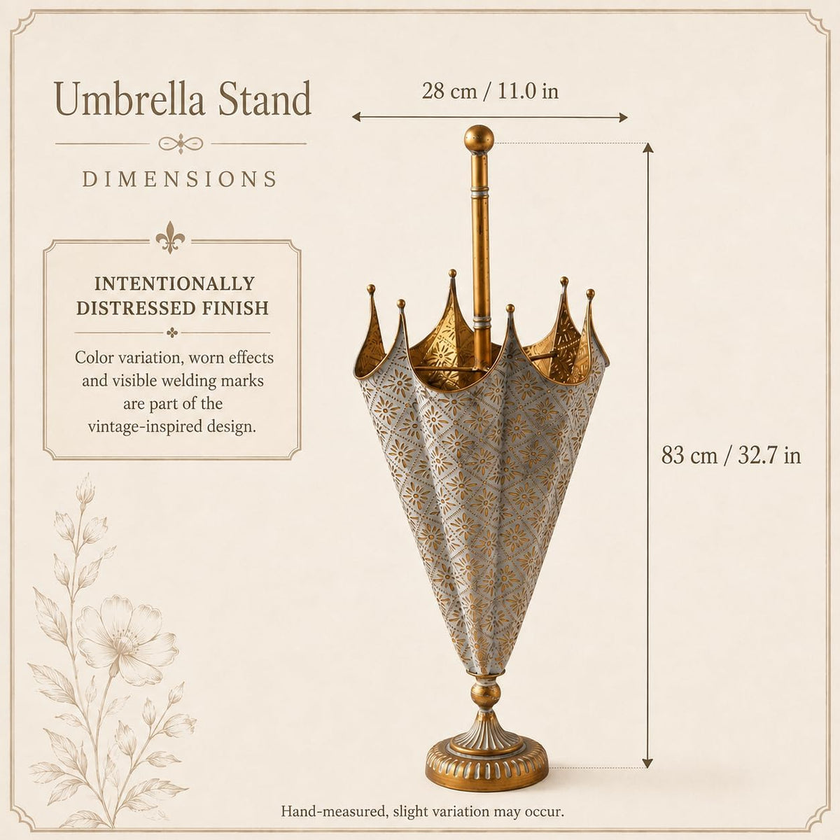 Vintage Metal Umbrella Stand for Entryway