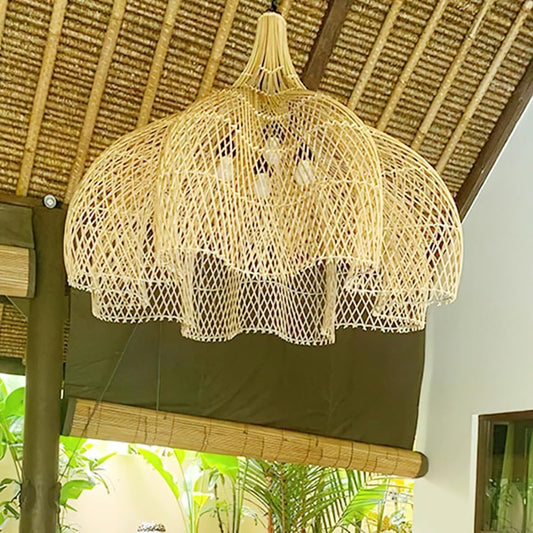 Rattan Large Woven 4-Light Chandelier