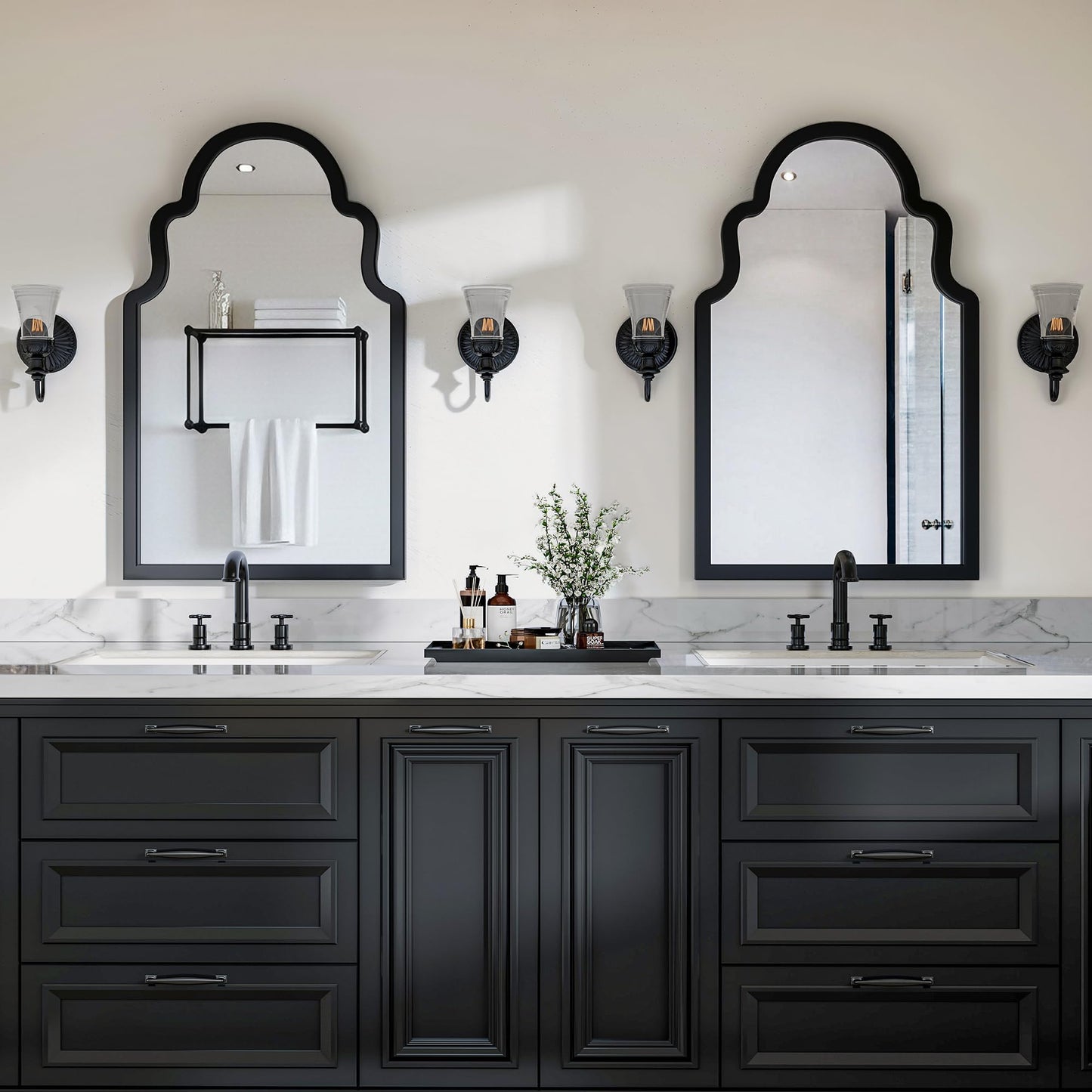 Solid Wood Walnut Arched Mirror