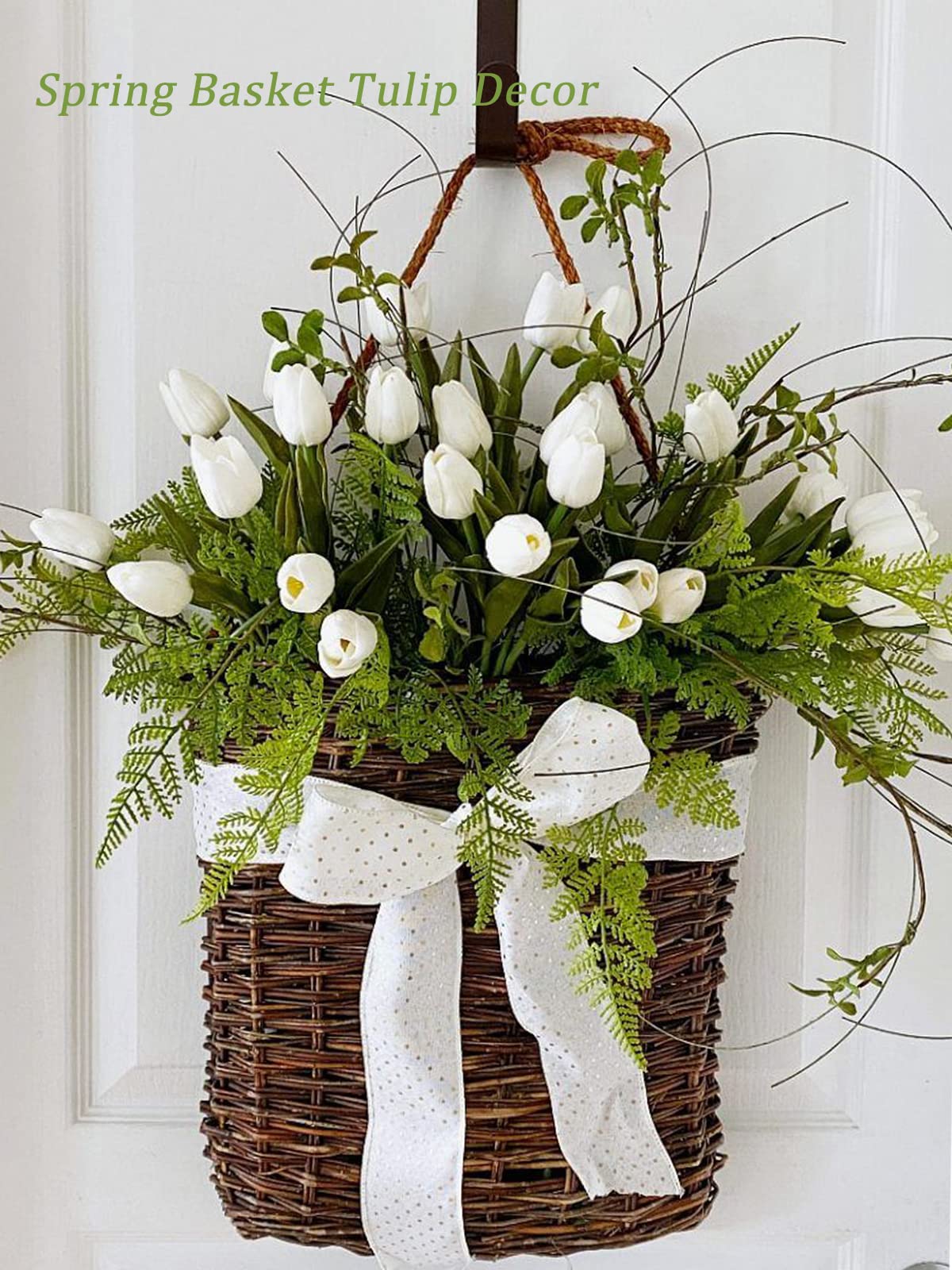 Beferr White Tulips Artificial Flowers 18Pcs Faux Silk Tulip Real Touch Tulip Fake Flowers Bouquets Arrangements for Mother's Day Easter Spring Flowers Gifts Home Table Decor