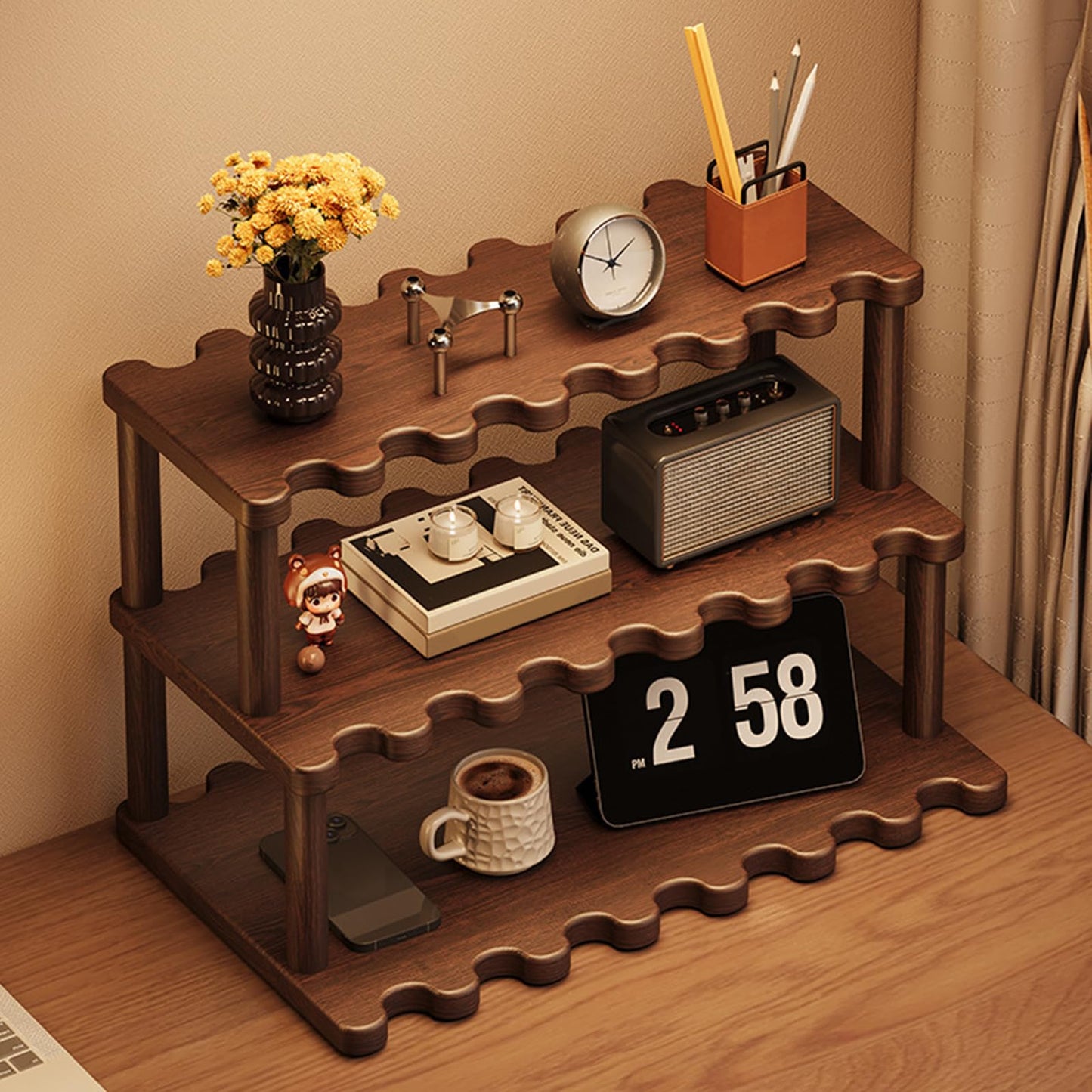 Wooden Mug Holder Countertop Cabinet