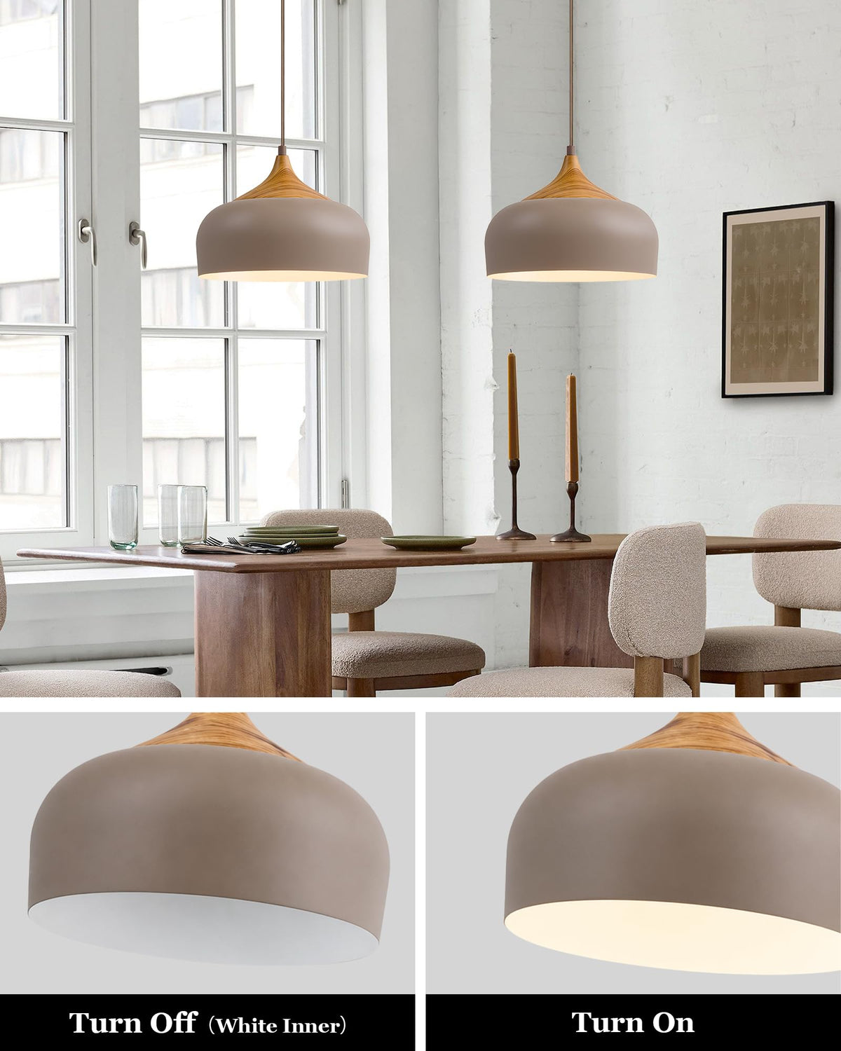 Modern Walnut Wooden Pendant Dome Light