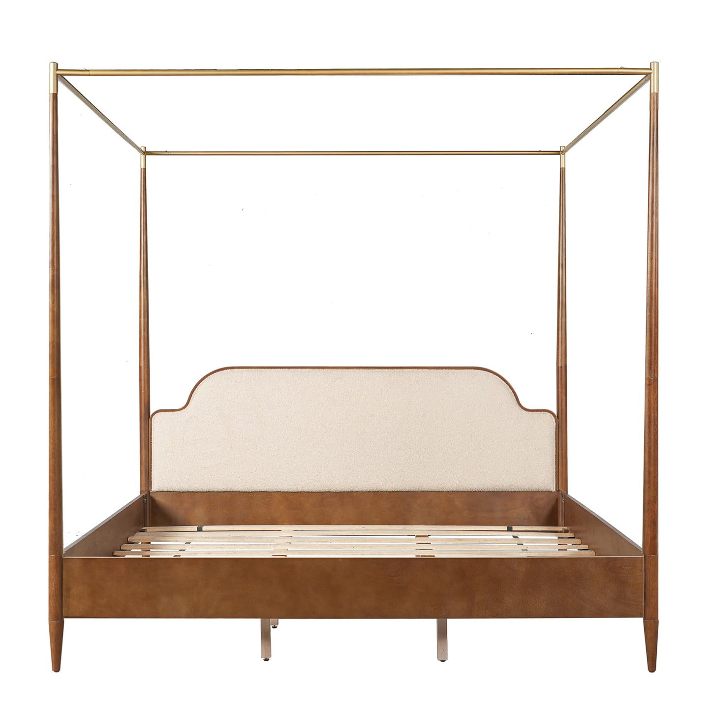 Vintage Upholstered 4-Poster Canopy Bed