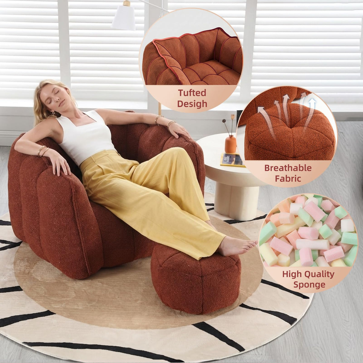 Bean Bag Couch with Ottoman