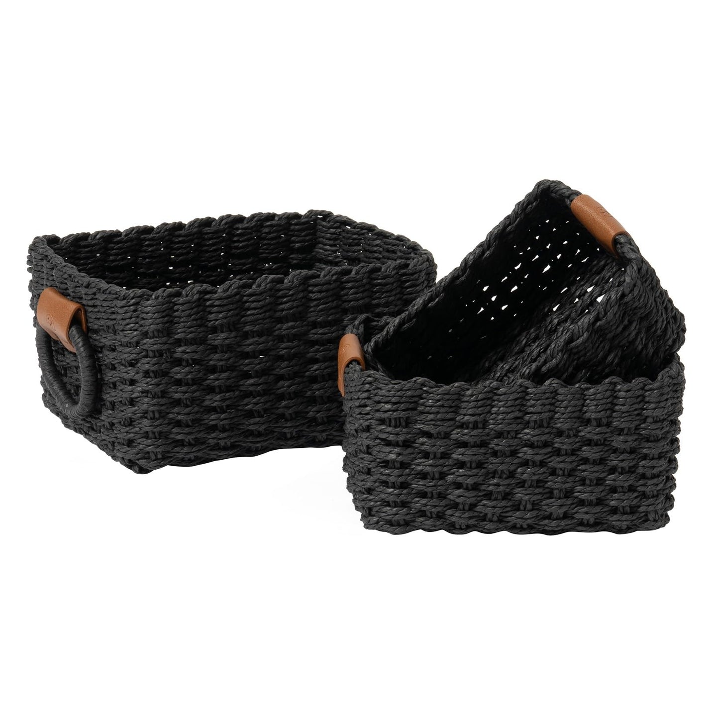 Wicker Square Storage Organizer Baskets / Set of 3