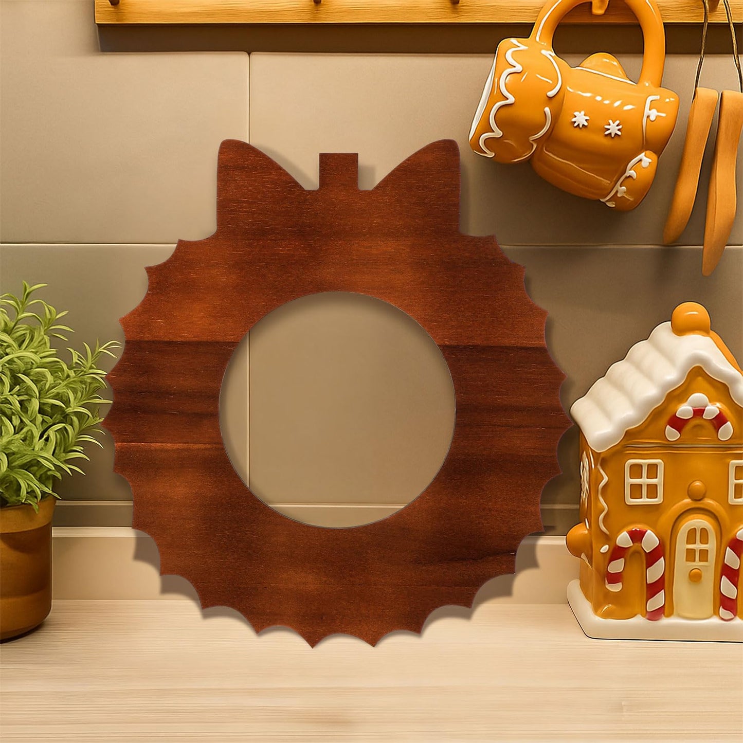 Novabright Scalloped Shaped Wood Cutting Board Wooden Serving Tray Farmhouse Kitchen Decoration for Holiday Party Accessories Table Home Shelf Dining Room Gifts(dark Brown, 1 Pcs)