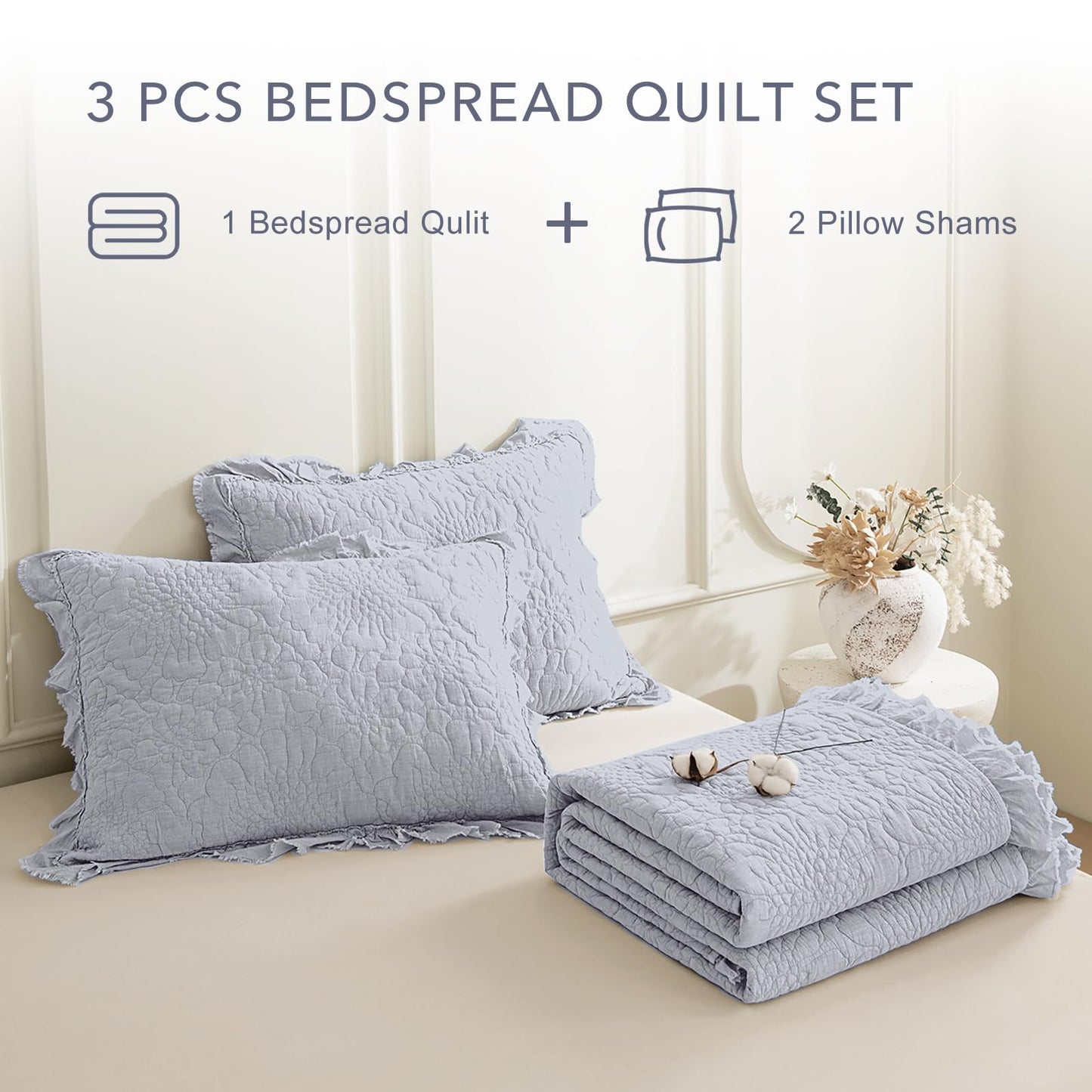Cotton Oversized Quilt Bedspread Set