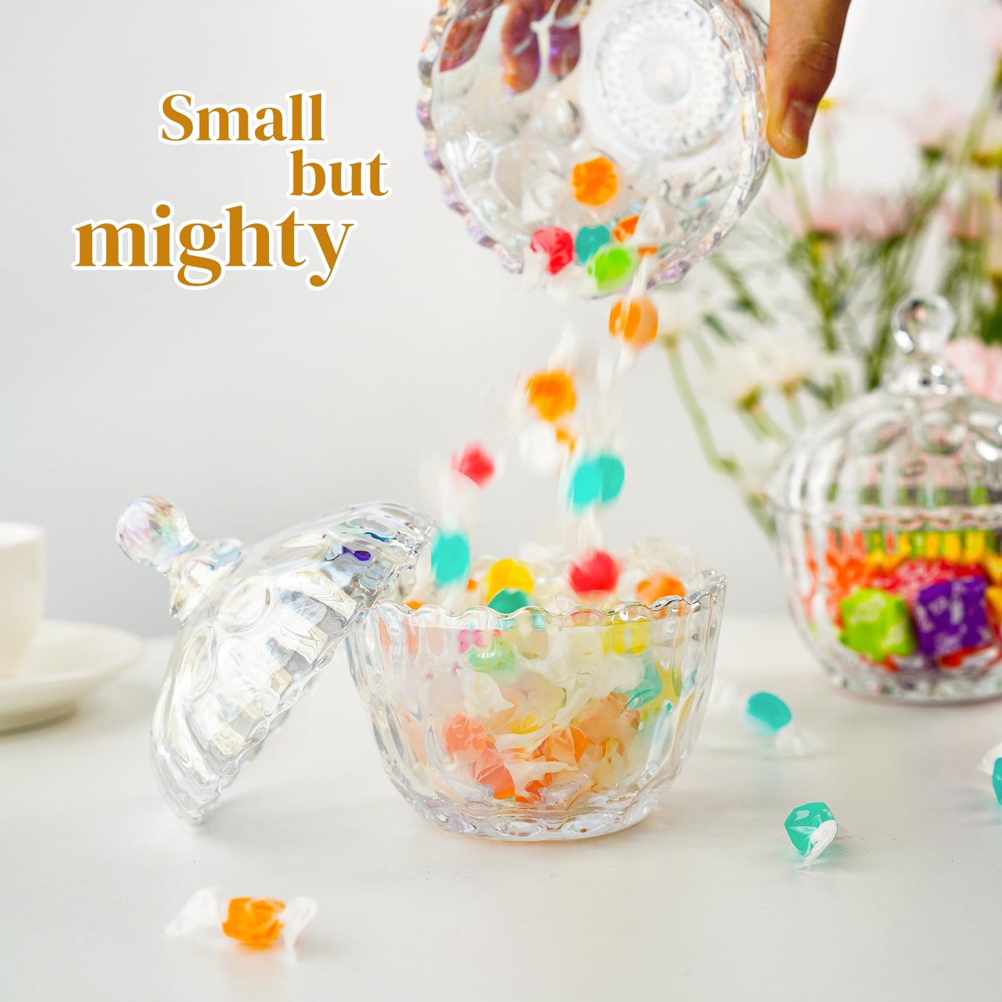 Decorative Embossed Glass Dish with Lid