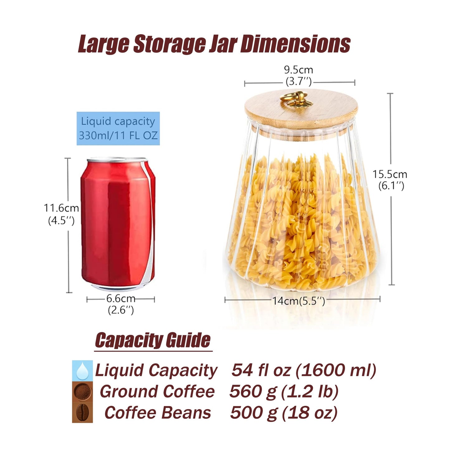FANTESTICRYAN Glass Coffee Nuts Canister Airtight Storage Jar Petal Decorative Container with Bamboo Lid Metal Handle Easy to Grasp 700ml, 23 FL OZ