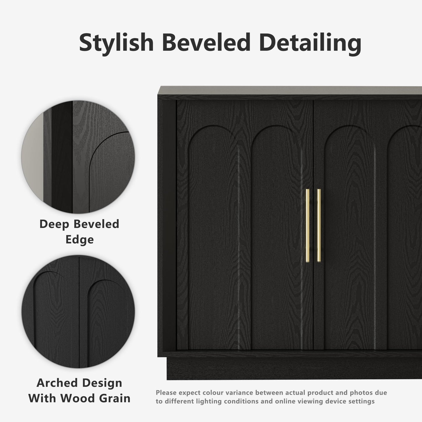 Sideboard Buffet Cabinet with Storage, Mid Century Modern Accent Cabinet with Arched Doors, Modular Media Console