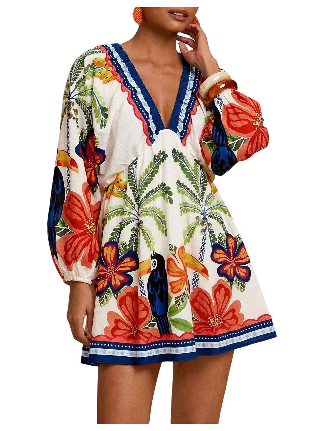 Women's Boho Floral Mini Dresses