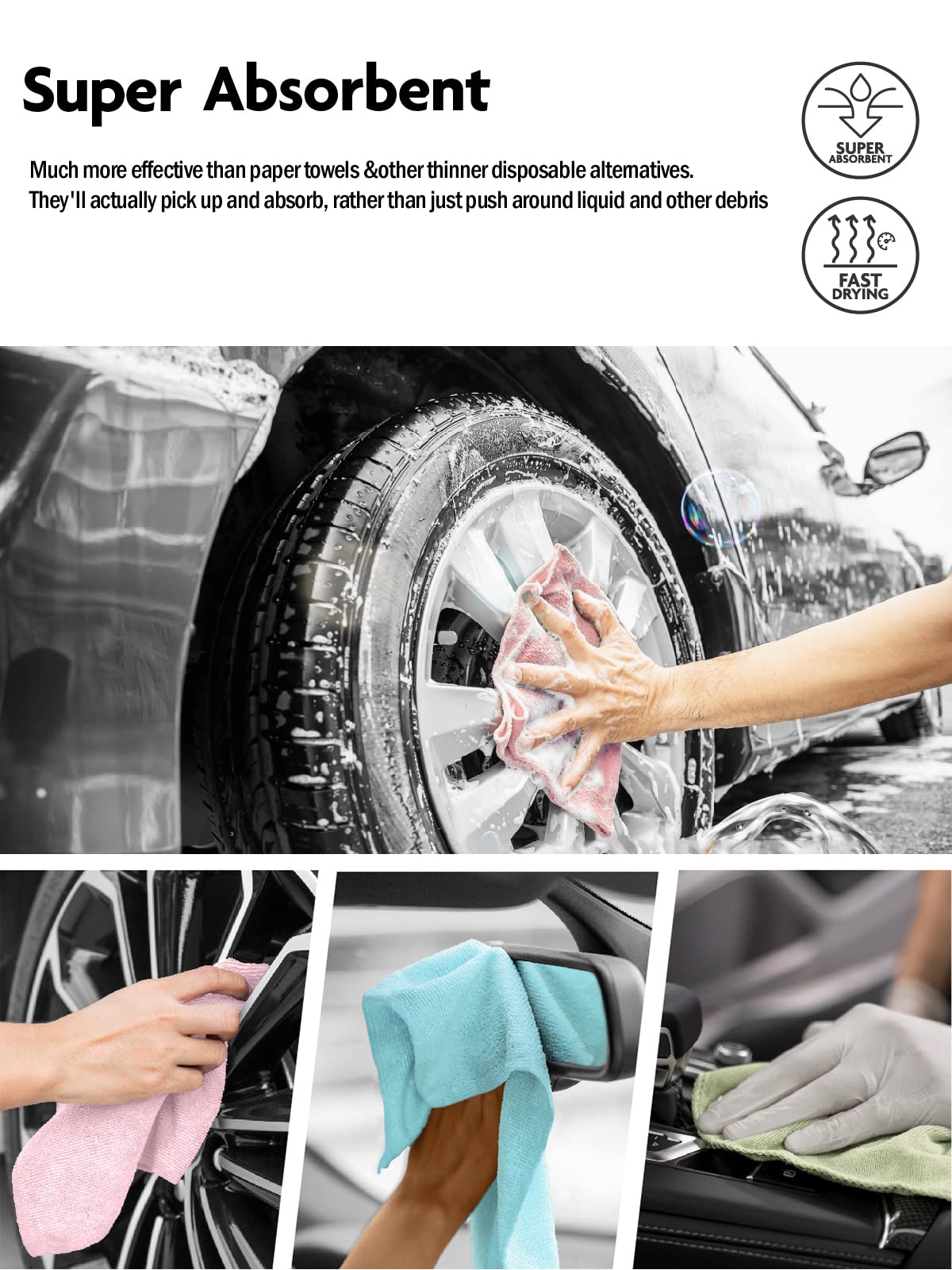 Fantasticlean Microfiber Cleaning Cloth Roll -60 Pack, Tear Away Microfiber Towels, 12" x 12", Reusable, Washable, Scratch Free, Ultra Absorbent Dishcloth for All-Around Cleaning (Beige & Tan)